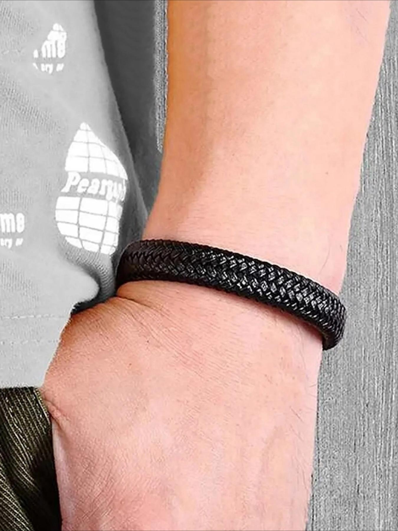 1PC Black PU Leather Magnetic Bracelet Men's Mature and Stable and Elegant Giving Men The Best Gift for Men