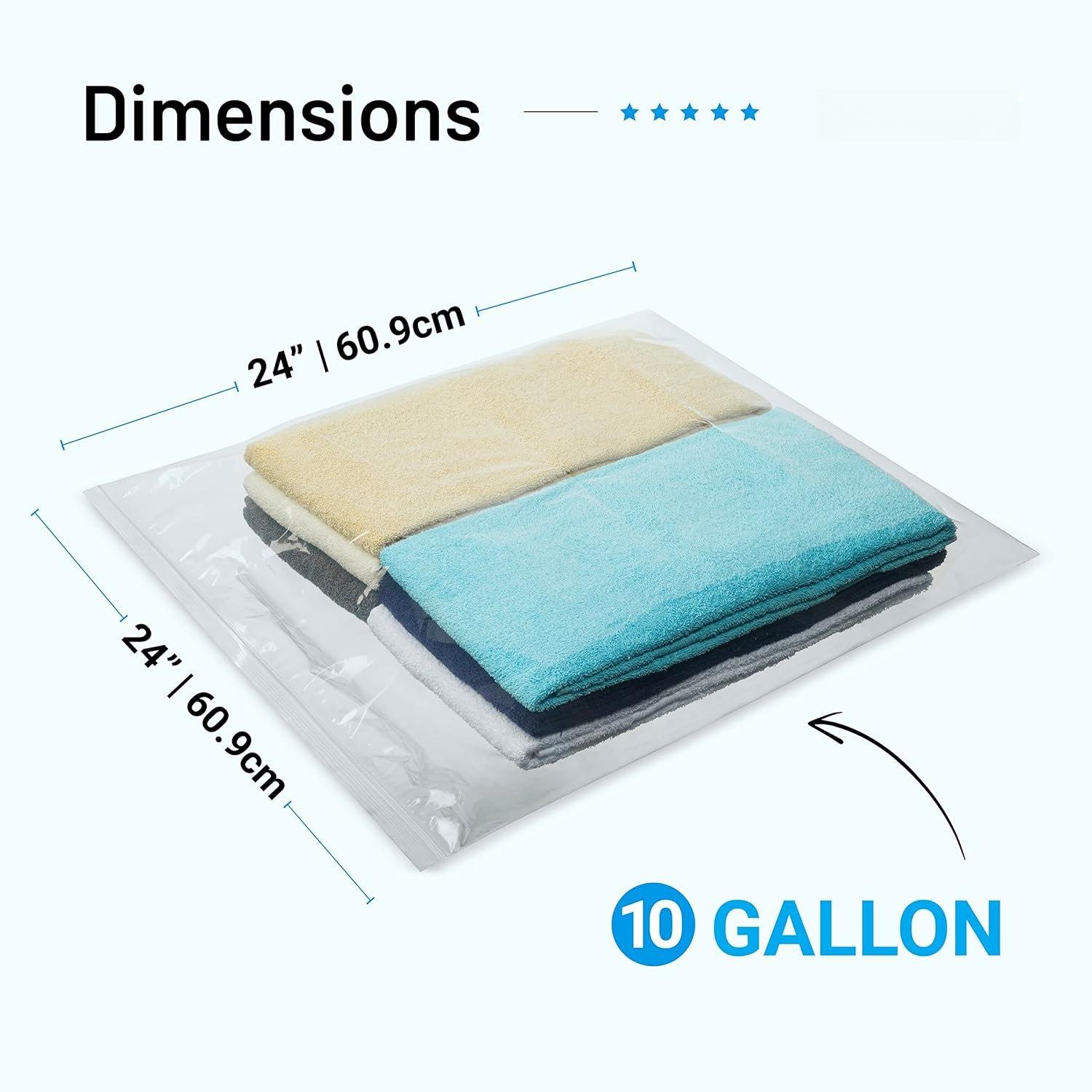 4 Count - Large Storage Bags With Zipper Top, 10 Gallon Size 24" x 24", Plastic, For Clothes, Travel, Moving, , Heavy Duty 3-Mil Thick 4 Count - Large Storage Bags With Zipper Top, 10 Gallon Size 24" x 24", Plastic, For Clothes, Travel, Moving, , Heavy Duty 3-Mil Thick
