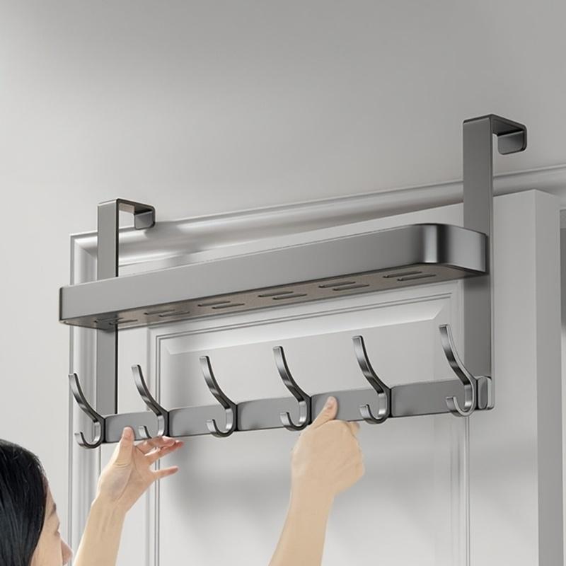 1 multifunctional over-the-door hook with storage rack - carbon steel material, wall-mounted storage rack for bedroom and bathroom
