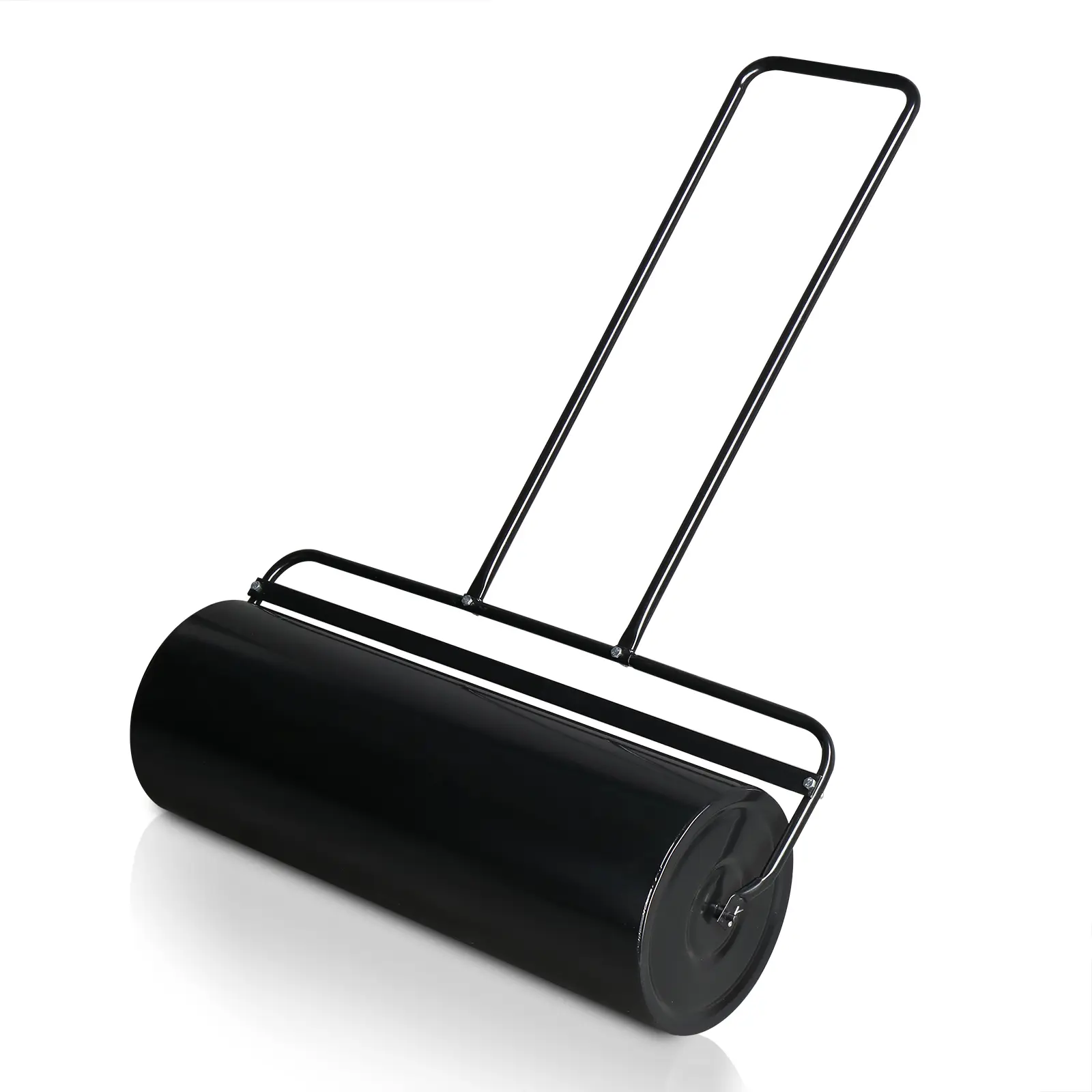 36 in Lawn Grass Roller, Cylindrical Iron Yard Roller for Sod Leveling and Garden Maintenance, Heavy Duty Push Pull Lawn Roller with Comfortable Handle, Black