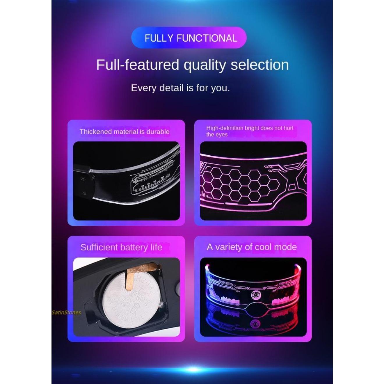 Light-Up LED Party Glasses - Futuristic Sunglasses for Adults, Glow in the Dark Neon Shades, Cosplay Prop, Rave Accessory, Party Favor, Great Gift Idea,summervibes