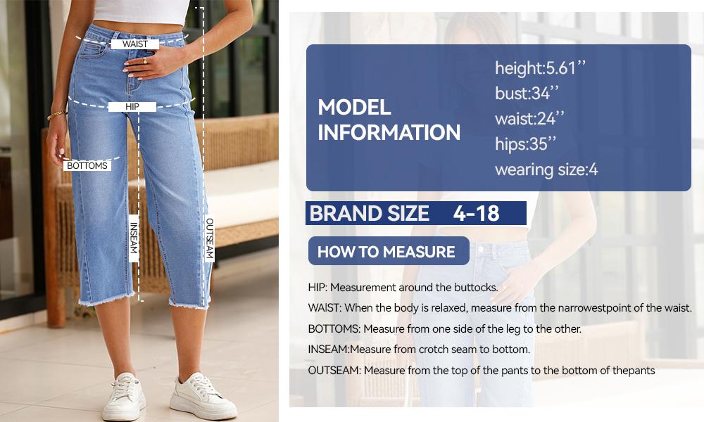 Sidefeel Women's Capri Jeans High Waisted Wide Leg Stretchy Raw Hem Side Seam Zimbaplatinum Denim Pants Sidefeel Women's Capri Jeans High Waisted Wide Leg Stretchy Raw Hem Side Seam Zimbaplatinum Denim Pants