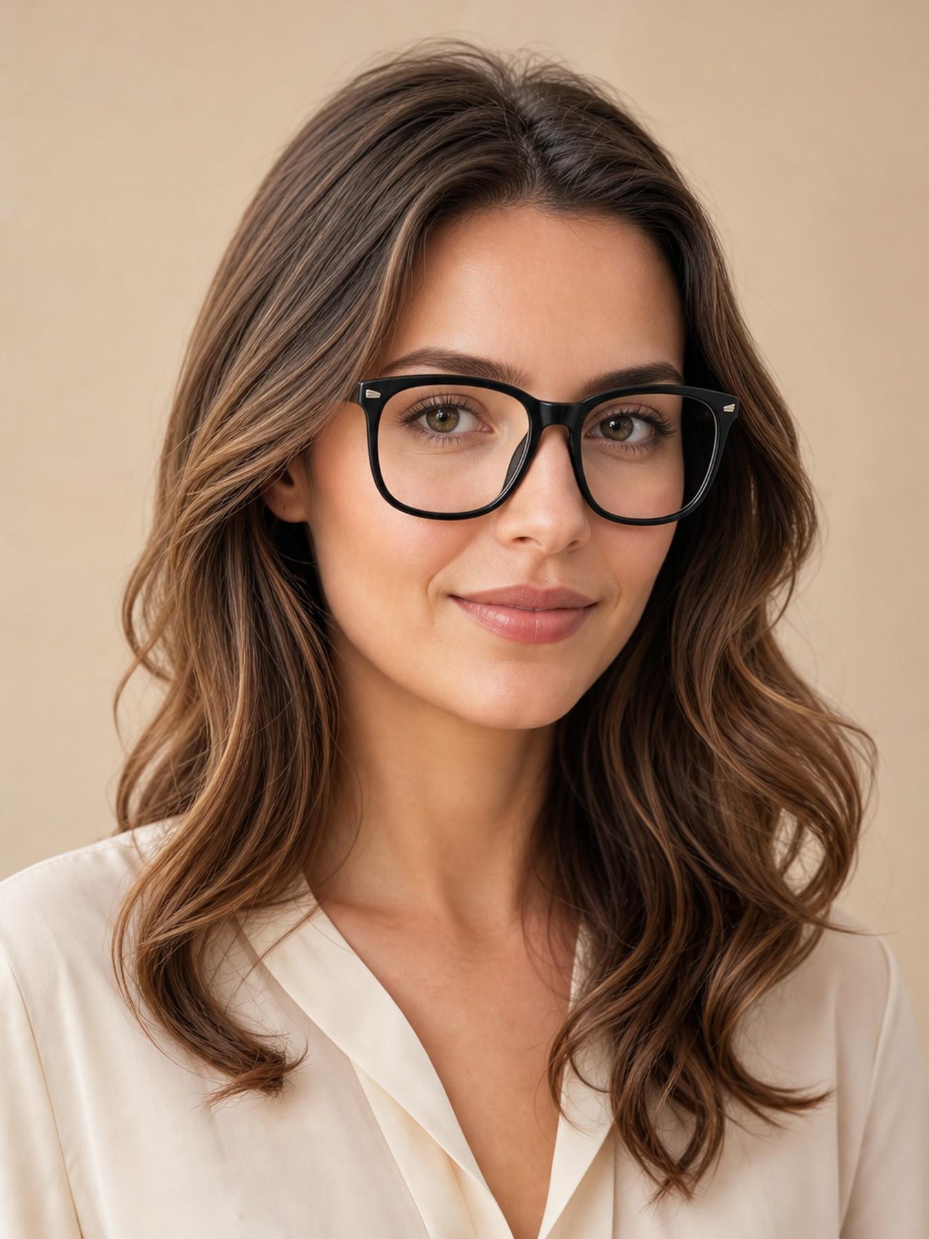 Women's PC Square Transparent Glasses, Square Frame Eyeglasses, Anti-Blue Light, Casual Style, Suitable for Office and, All Seasons
