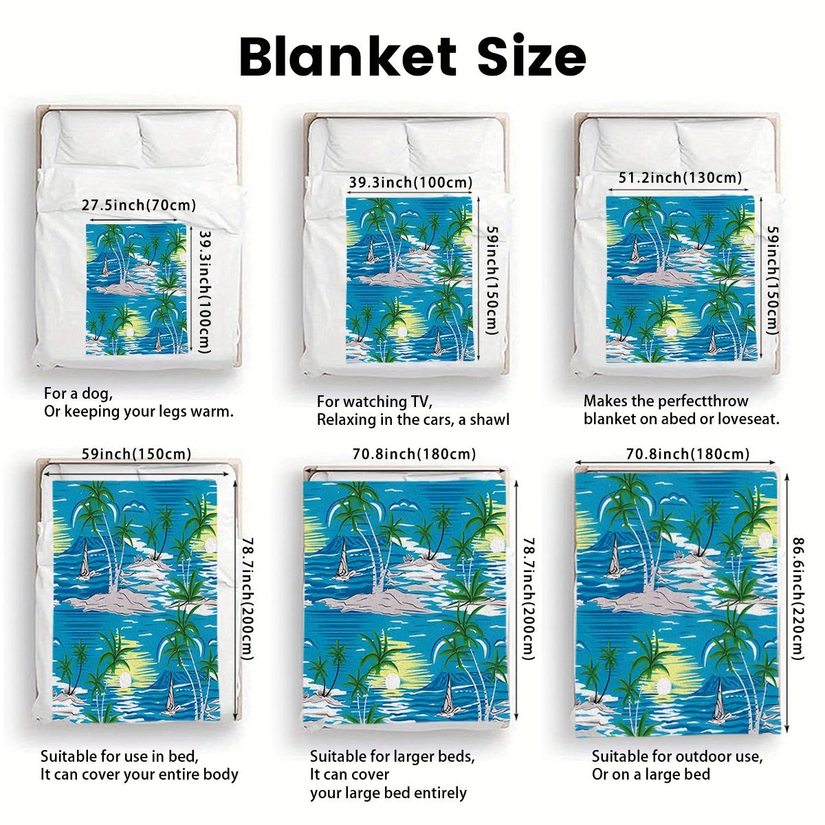 Tropical Island Coconut Print Blanket, Soft and Lightweight, Ideal for Sofa, Bedroom, Office, Outdoor, Multi-Use, Vacation Gift