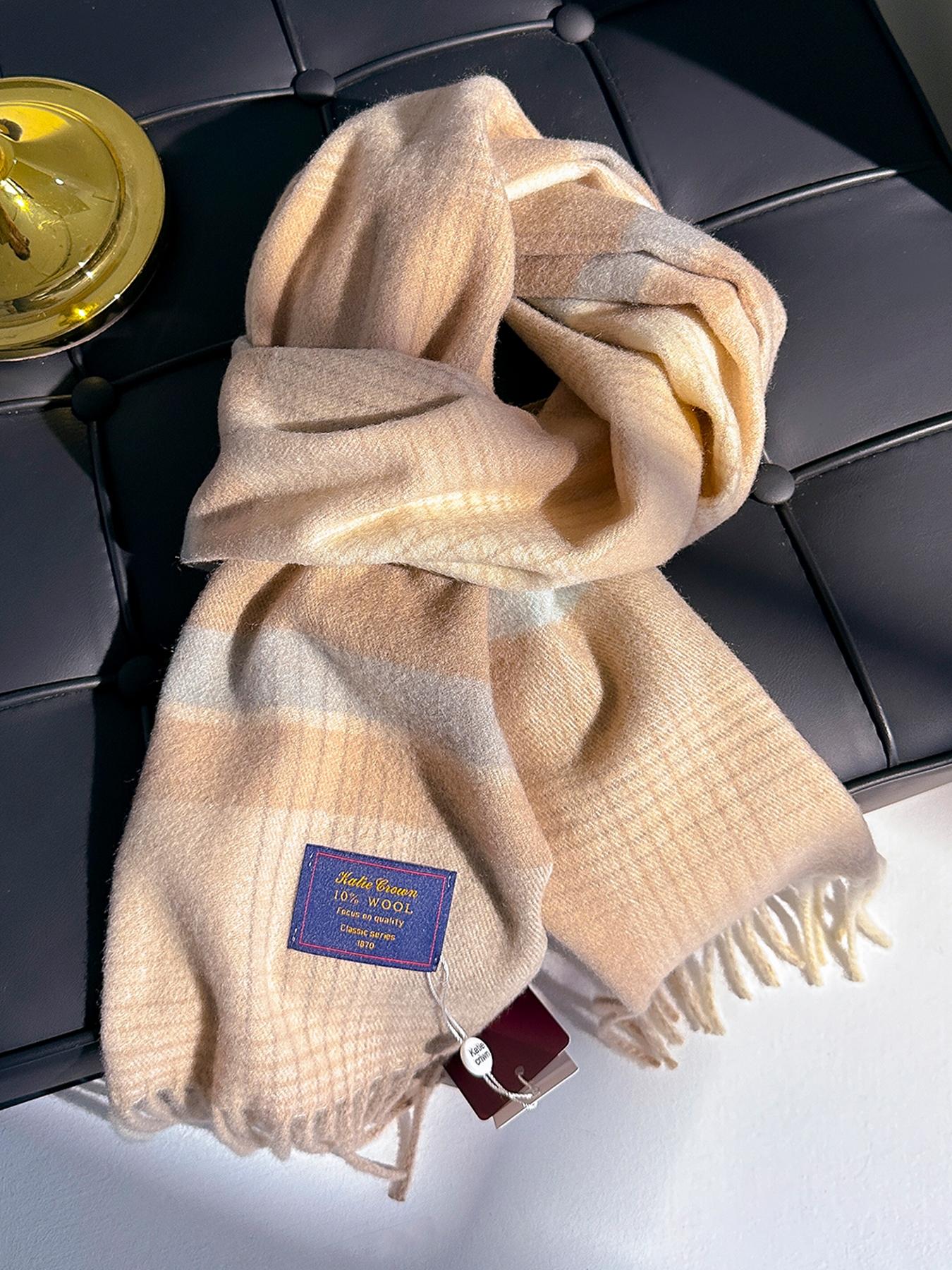 Women's Plaid Print Scarf with Fringe Decoration, Warm & Comfortable Fall/winter Accessory, Fashionable Boho Style for Women & Girls