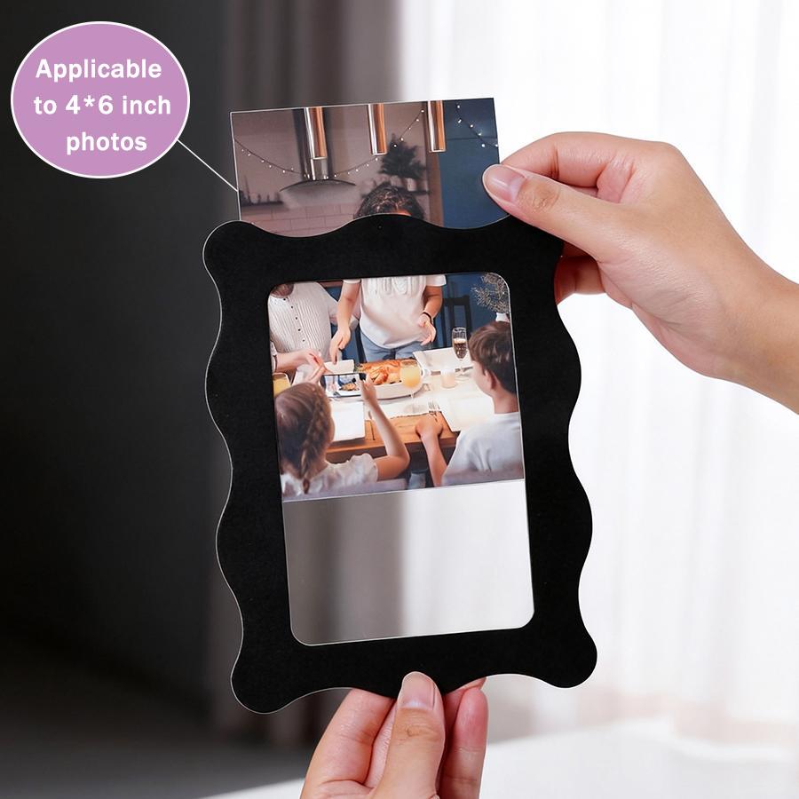 15pcs Creative Rectangular Wave Decorative Picture Frame Set, Heart Shape Photo Frames Wall Record, Home Decoration