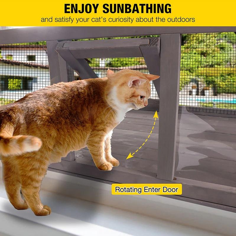 Aivituvin-AIR7016 Wooden Cat Window Catio | Waterproof Roof