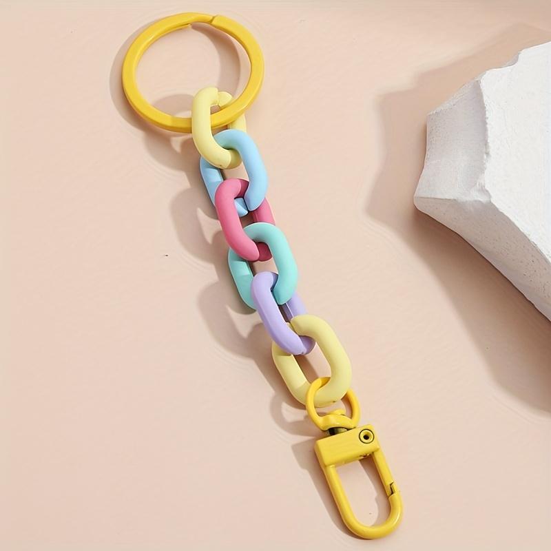 Acrylic plastic chain keychain in macaron colors, handmade keyring for women autumn rapper men Stainless Steel Link Necklace 20 motif tiara Crucifix nut Personalized Eye Photo Titanium Large Pearl Saturn Water Drop Choker Gradient Diamond Bead Rosary