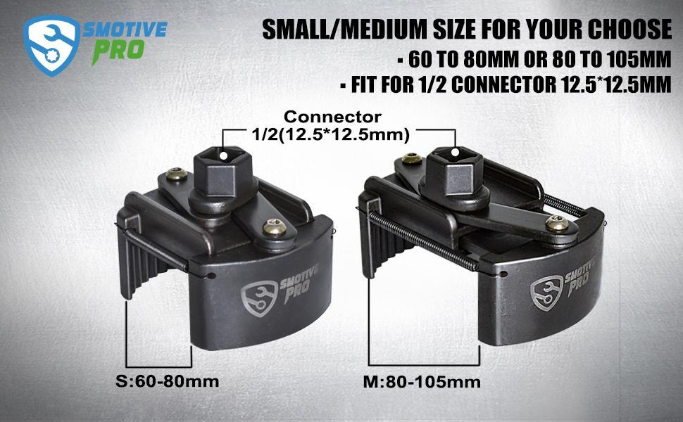 SMOTIVE PRO Adjustable Oil Filter Pliers 60-80mm, 1/2" Drive Heavy Duty Tool with Anti-Slip Serrated Jaws for Easy Filter Removal and Installation