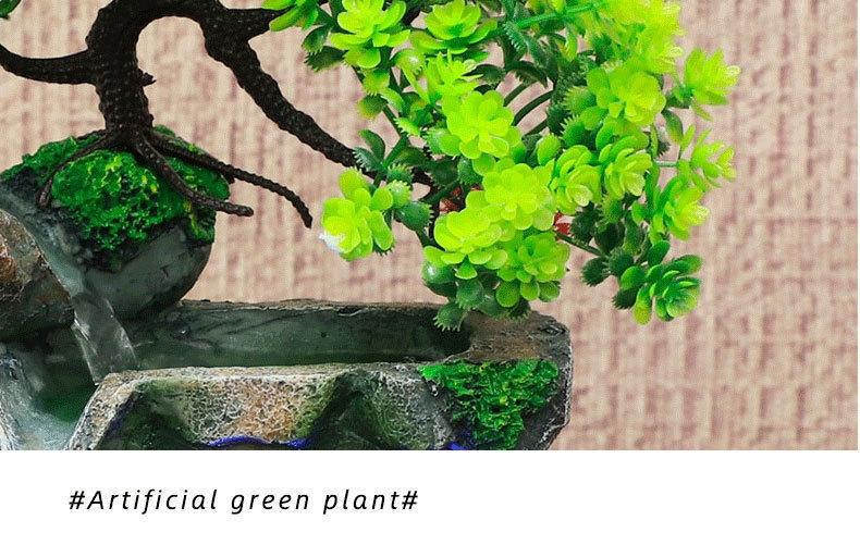 The Creative Cycle Water Flow Desk Ornament is a resin sculpture inspired by miniature natural landscapes, featuring an integrated small water pump to achieve a continuous water circulation flow