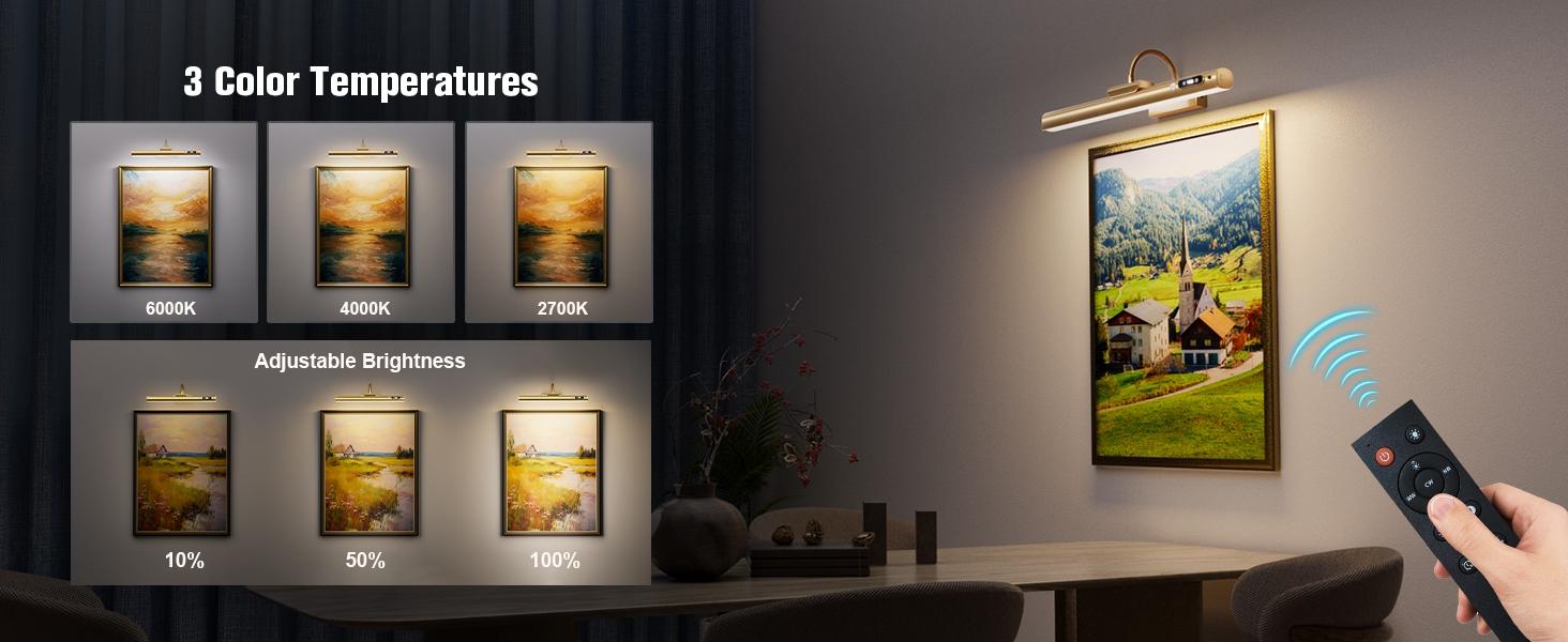 Modern LED Wall Light with Controller and Timer, Adjustable Brightness, Ideal for Artwork and Dartboards