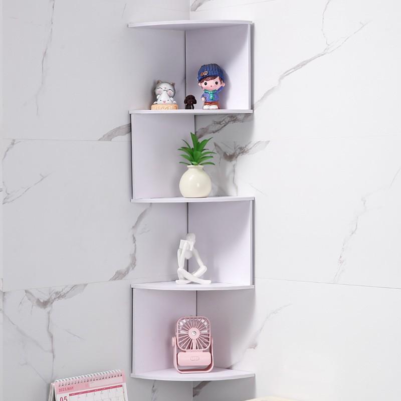 Five-Tier Floating Corner Bookshelf, Space-Saving Zigzag Plant Shelf for Bedroom Living Room Bathroom Home Office