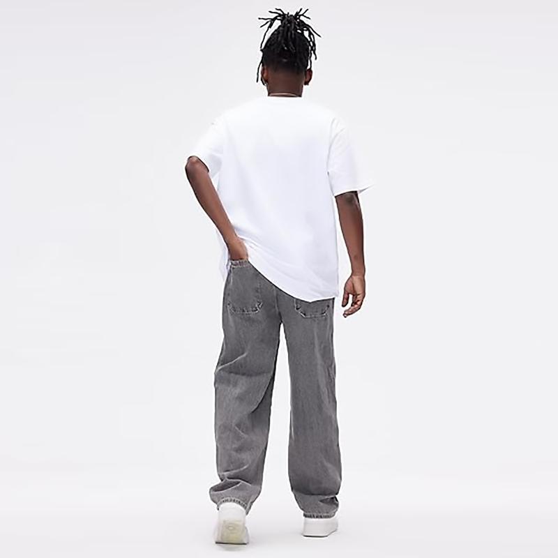 Men's Straight Leg Denim Pants Loose Fit Wide Leg Baggy Jeans Hip Hop Streetwear Trousers