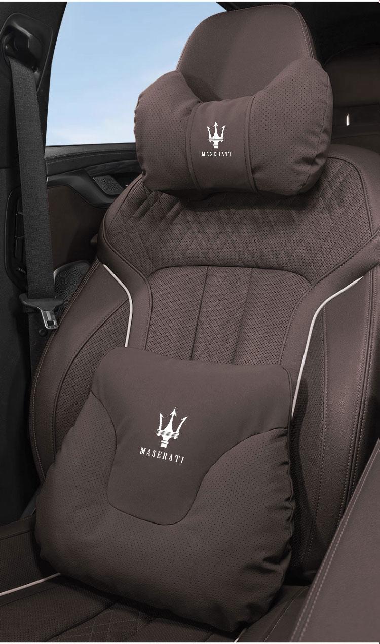 Car Seat Headrest Lumbar Support Protective Pillow Waist Cushion For Maserati Levante Ghibli MC20 Grecale Quattroporte GranTurismo President GranCabrio Coupe Spyder