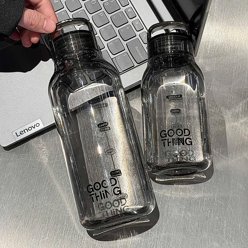 Minimalist Transparent Plastic Water Bottle with measurement marks , Leak-Proof, High-Temperature Resistant, Portable Tumbler for School, Home, Office, Car cup，Travel， Outdoor & hiking, Convenient Carry, Durable and Stylish for Everyday Use