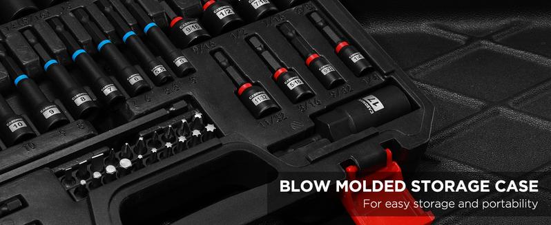 CASOMAN 55-Piece Magnetic Nut Driver Set for Impact Drill Deep & Shallow Metric & SAE Includes Screwdriver Bits Bit Extension Bar Socket Adapters & Wing Nut Driver Tool Box #TikTokShopBlackFriday