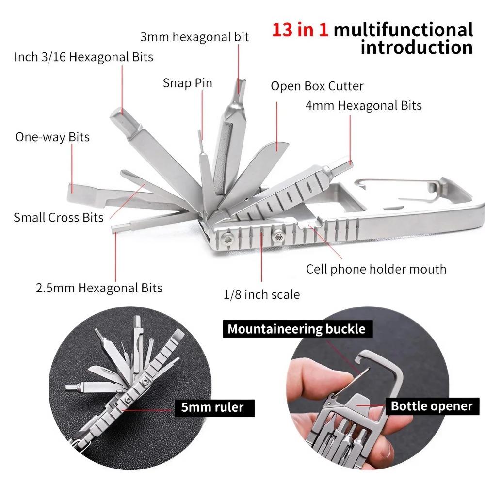 Portable Mini Keychain Tool Kit: Multi-Function Screwdriver, Wrench & Bottle Opener for Camping, Hiking, Emergency Repair, Car & Home DIY, Durable EDC Survival Gear Keyring Essentials.