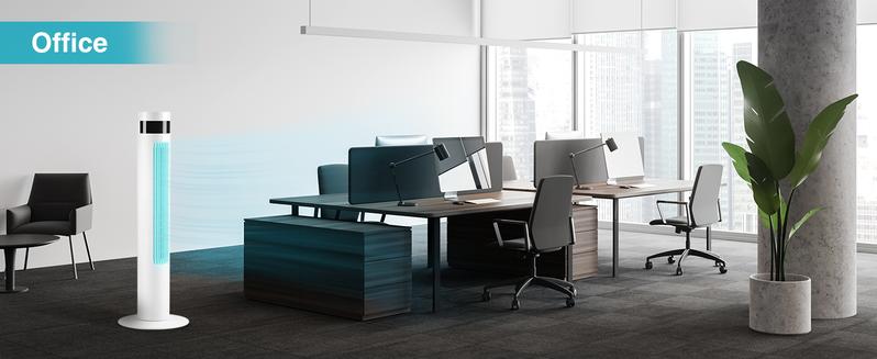 [NOT AC] R.W.FLAME Tower Fan, Oscillation fan with Remote Control, Standing fan for office, 3 Wind Modes, Time Settings, Portable Bladeless Floor Fans for Home with Children/Pets/Elders(36")