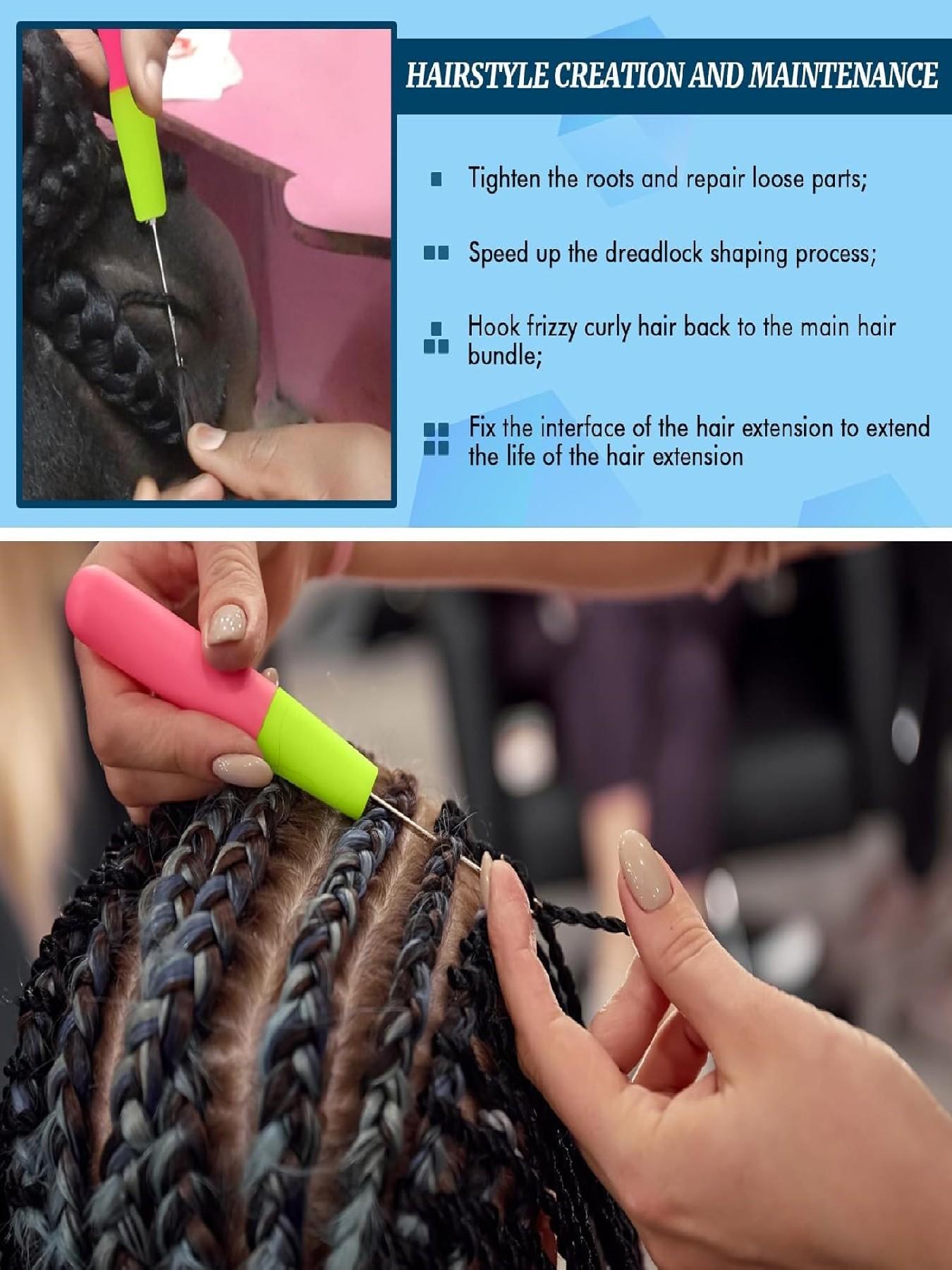 2Pcs Latch Hook Tool, Latch Hook Crochet Needle for Micro Braids, Hair Extension, Feather and Carpet