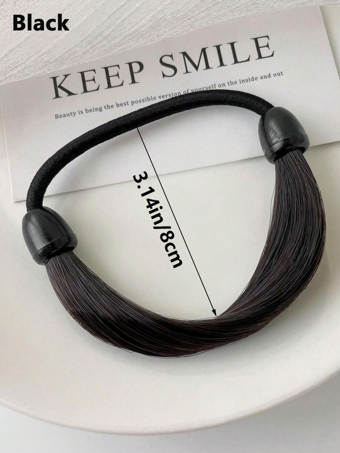 Wig Elastic Hair Ties，Simulation Hair Extensions and Braided Hair Accessories，High Elasticity Women's Wig, Hair Loop, Hair Tie, Rubber Band, Red Headband, Simple Imitation Silky Invisible Headwear, Net， Invisible Hair Band for Ponytail,