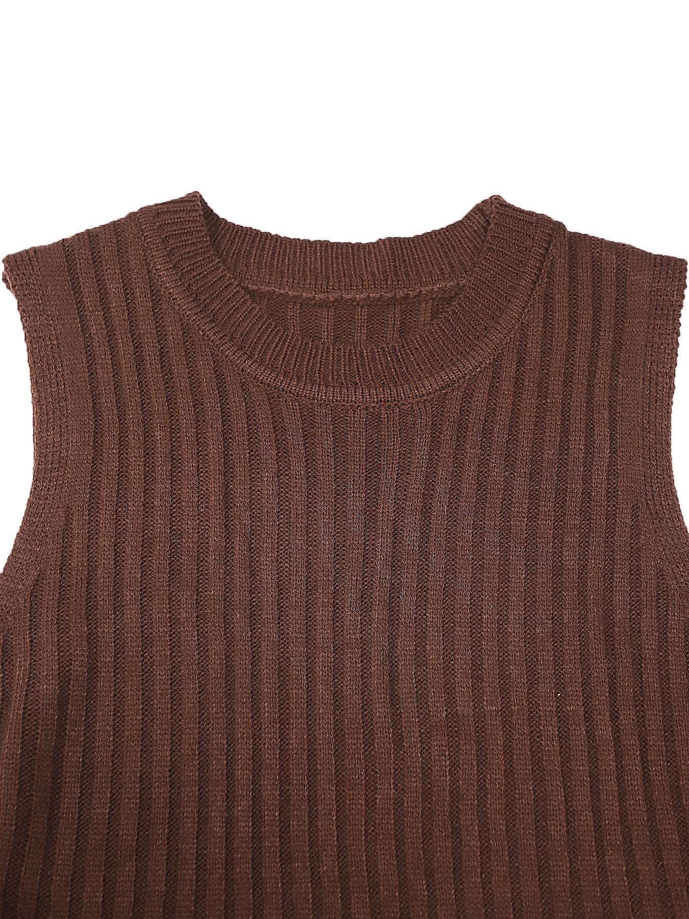 Women's Elegant Sleeveless Dress Set, Fashion Casual Long Knit Cardigan, Buttonless Sweater, Fall & Winter, Knitwear