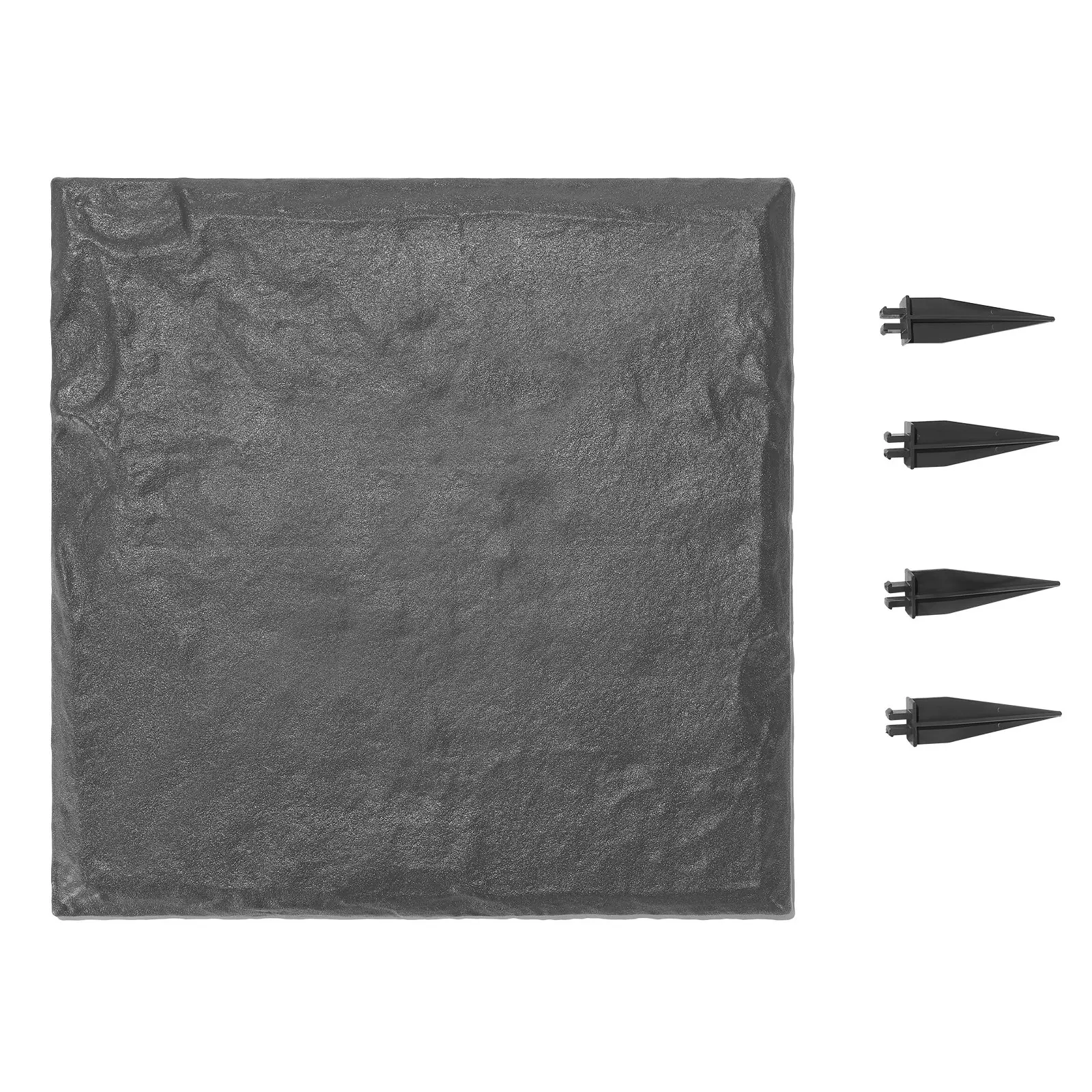 VEVOR cp25-4h 4-Pcs 15.5 inches Square Shape Stone-Look Outdoor Path Stepstones, PC+ABS Plastic Garden Stepping Stones with Stakes, Weather-Resistant Smooth Pavers for Lawn Patio