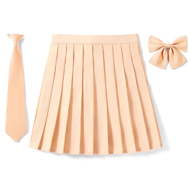 2025 Preppy Style Pleated Skirt Woman High Waist A-Line School Skater Mini Skirt Girl JK Uniform Skirt With Match Necktie Bowtie