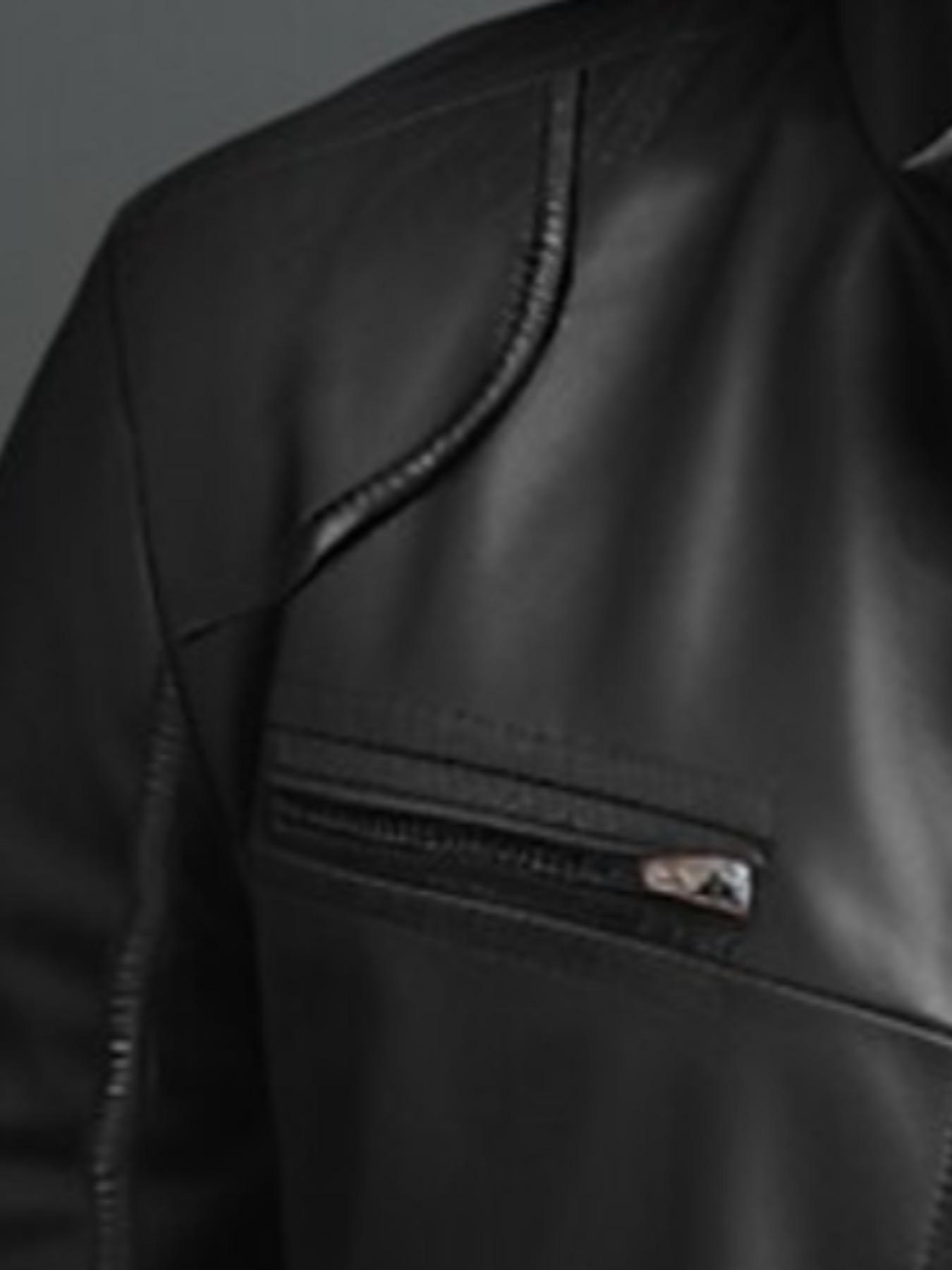 Men's Fitted Motorcycle Leather Jacket, Zipper Windbreaker, Lightweight PU Vintage Riding Coat, Fashion Durable Design, Spring & Fall