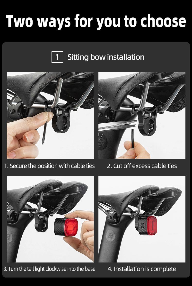 ROCKBROS Bicycle IPX6 Waterproof Taillight Type-C Rechargable Light Smart Auto Brake Sensing LED Rear light Q2S Bike Accessories