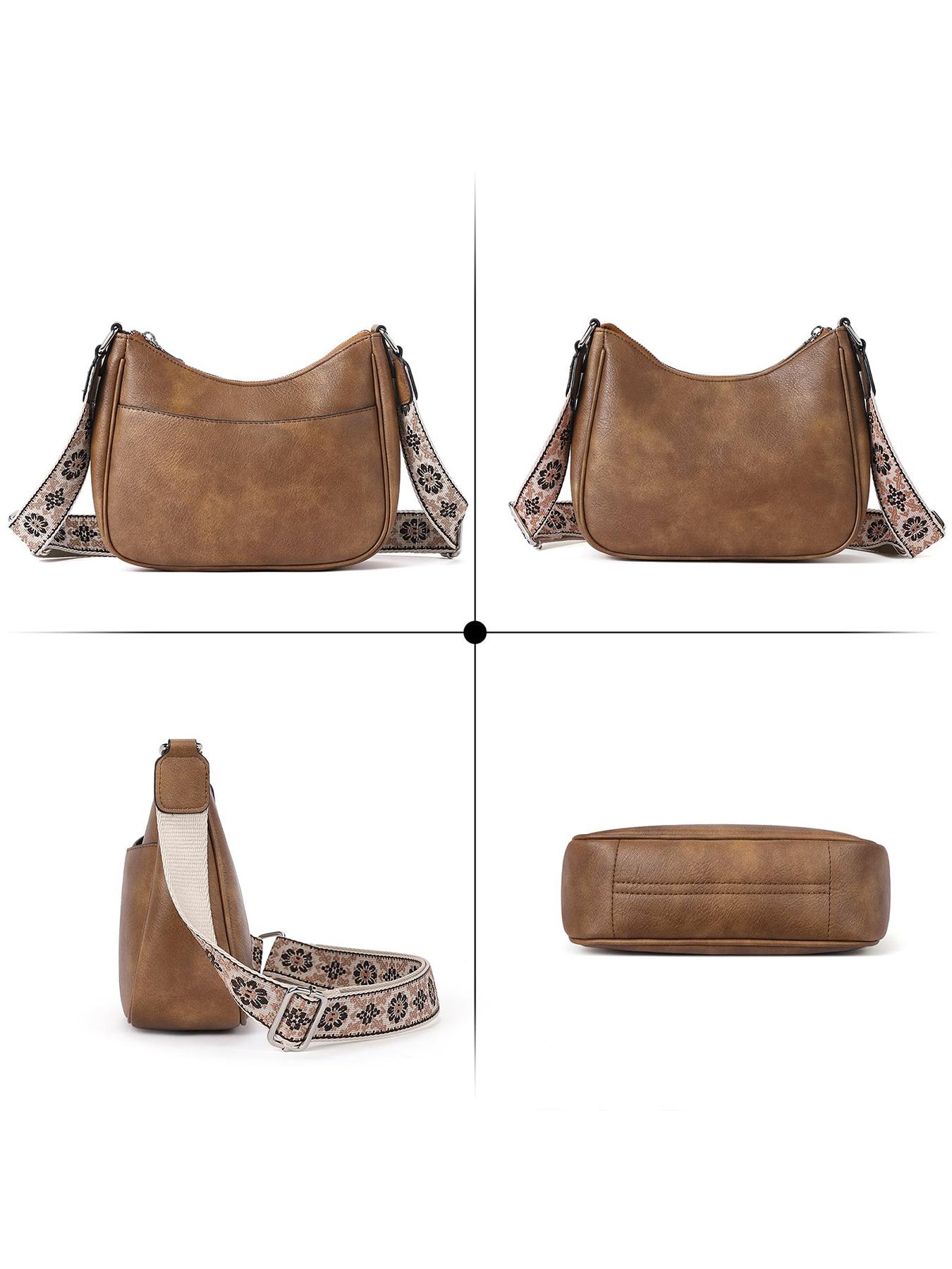 Women's Vintage Crossbody Bag, Fashionable Pu Leather Zipper Shoulder Bag with Adjustable Strap, Casual Crossbody Bag for Daily Used, Adjustable Strap Purse