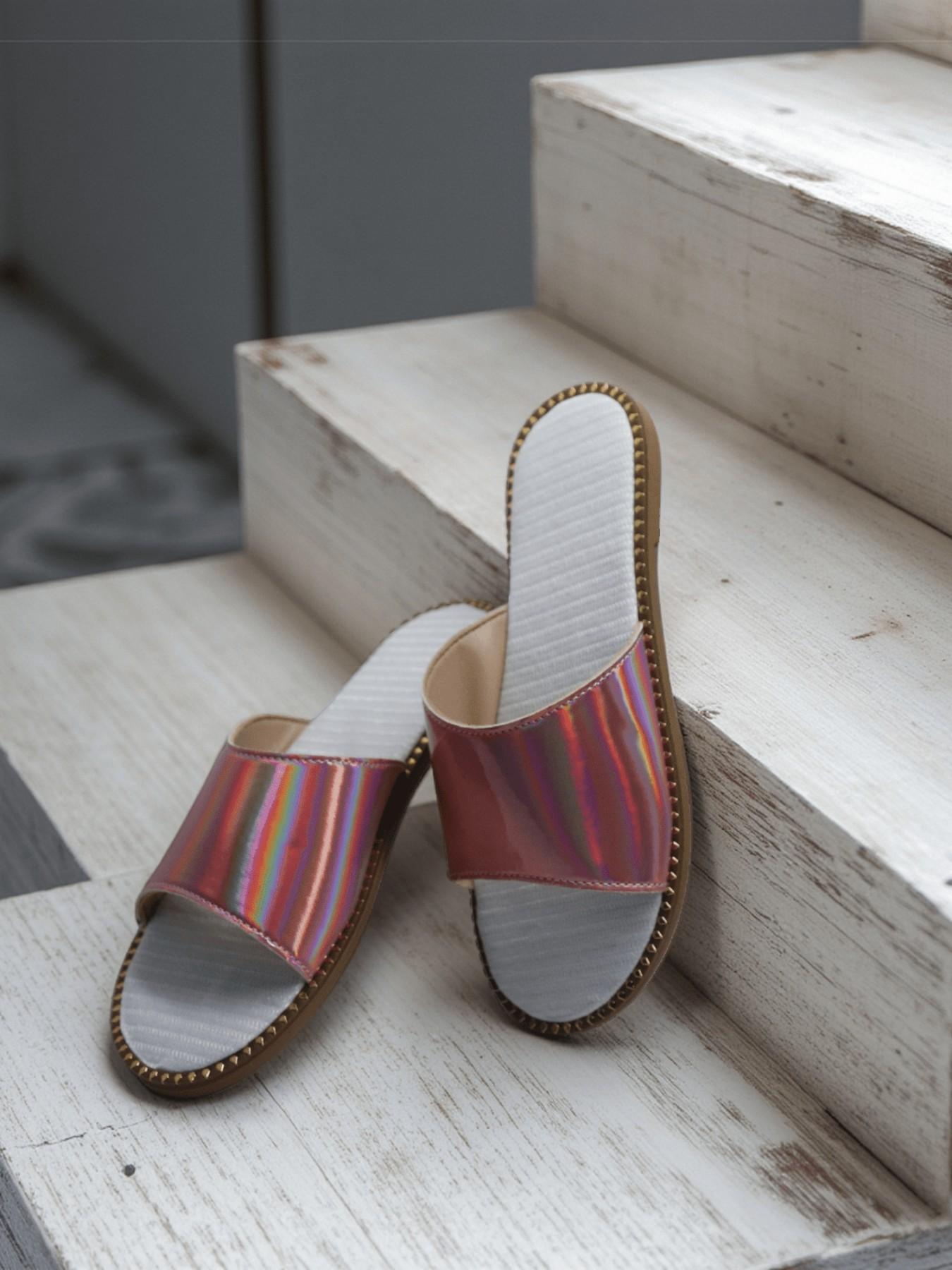 Women's Casual Plus Size Flat Sandals, New 2026 European Style Toe Cover, Fashion Leopard Print Anti-Slip Fish Mouth Slippers, Comfortable Lightweight Home & Outdoor Shoes