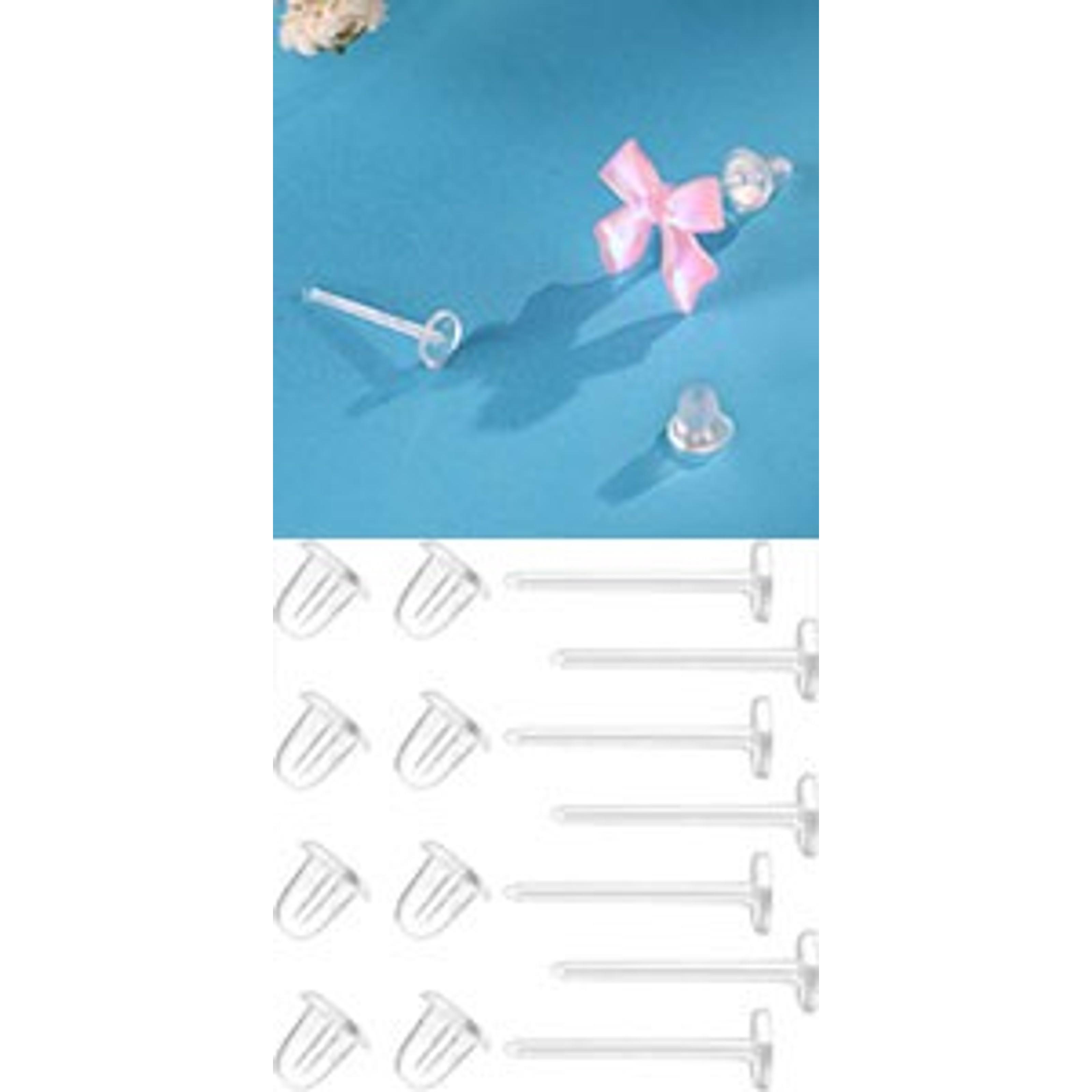 200pcs Hypoallergenic Clear Plastic Earring Studs + 200pcs Earring Backs – 18G Retainers for Sports, Surgery, Work & Sleeping – Transparent 2-Compartment Storage Box