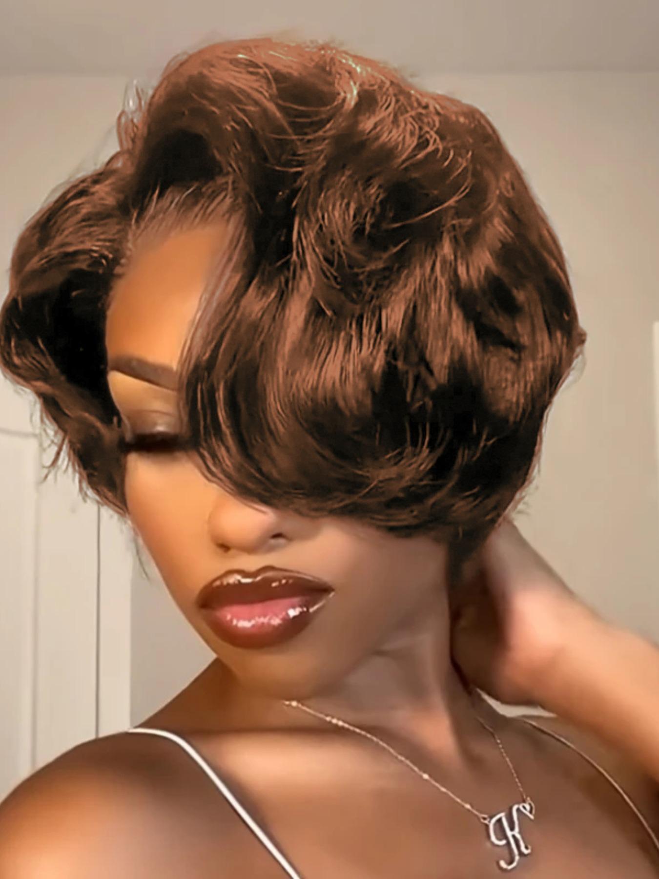 13x4 Lace Front Pixie Cut Wig 100% Human Hair Straight Short Bob Lightweight Sc81142e010c3479e9c50ae919630f  main image 4