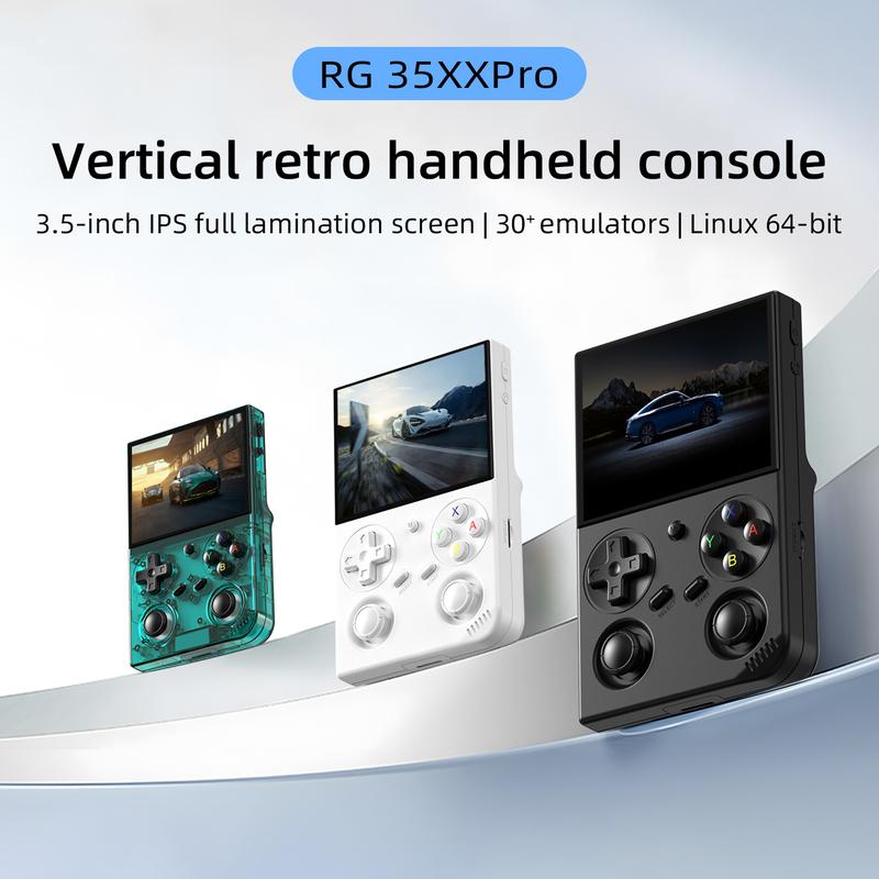 ANBERNIC RG 35XXPro Handheld Game Console Linux 64-bit System Battery 3200mAH RG35XXPro 3.5 inch Gaming Consoles Support online multiplayer via WiFi Anniversary Gifts Transparent Teal Protection