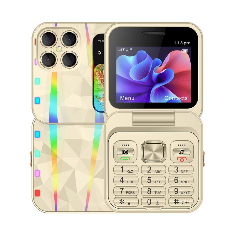FUFFi-Foldable Mini Phone ，Glowing , 2.4 Inch Display, Dual Sim Support, Fm Radio, Fun Student & Kids Mobile Device