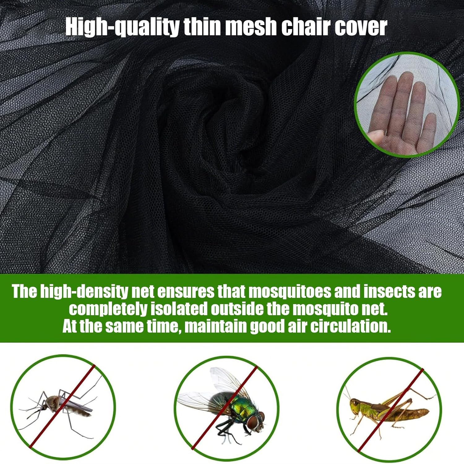 Outdoor Mosquito Net for Sunshade Chair Fishing Camping Waterproof Canopy with Zipper Insect Barrier Excluding Chair Body