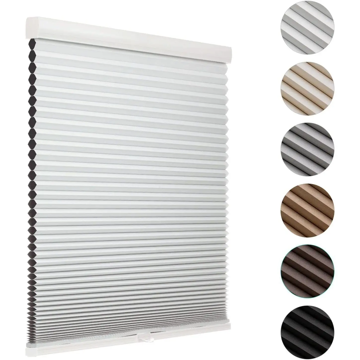 Custom Cordless Blackout Cellular Shades for Windows, Honeycomb Window Shades with Thermal Insulation, Child & Pet Safe Room Darkening Shade, Easy Install, Custom Size, White