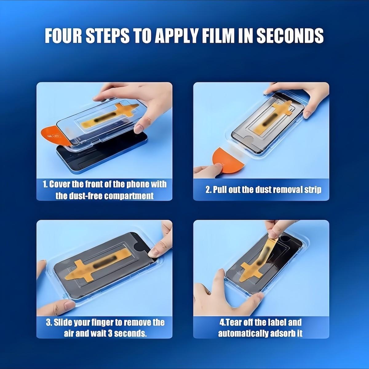 Tempered Glass Screen Protector with One-Click Film Applicator, Full Coverage Edge Protective Anti-fingerprint Screen Protector for iPhone, Computer