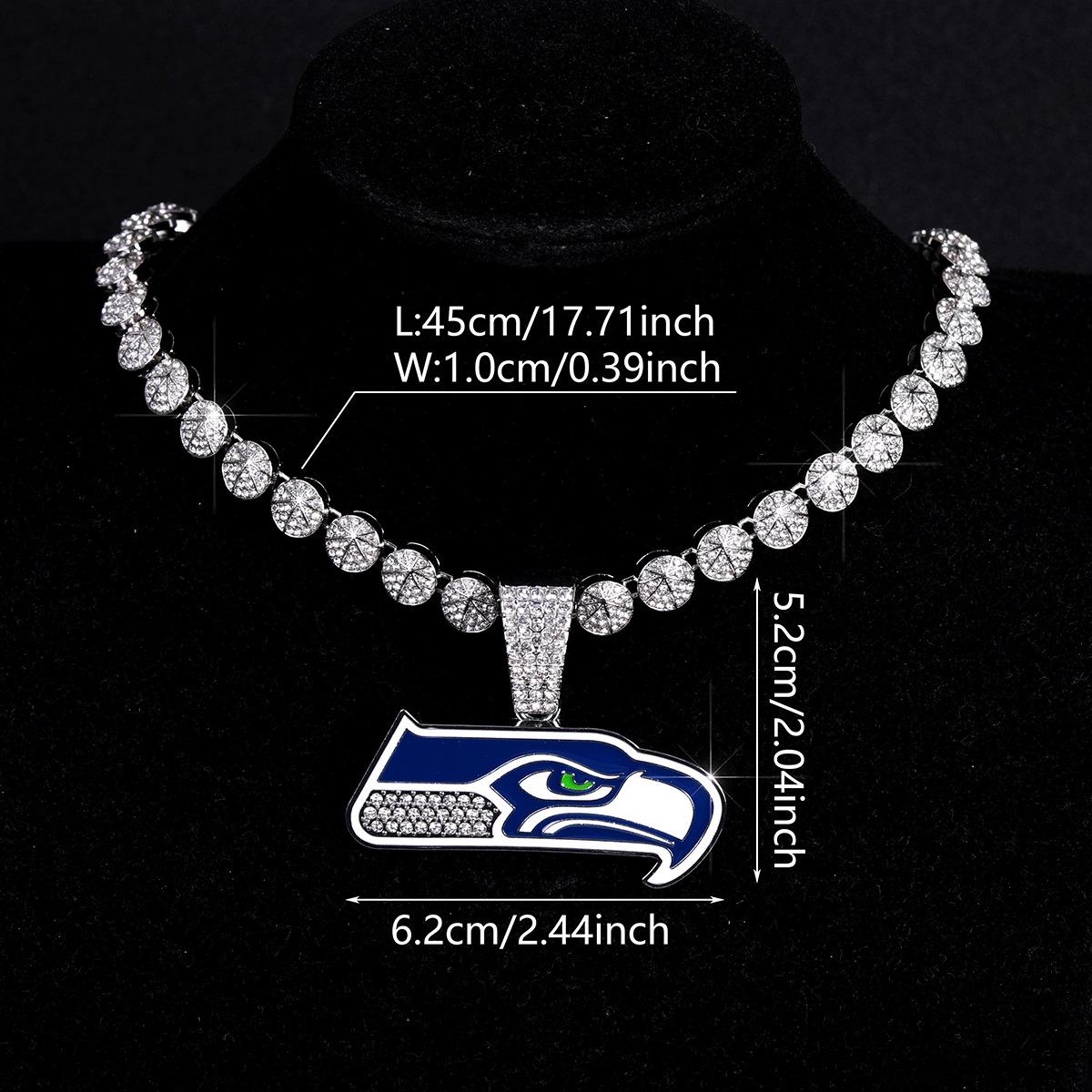 Hot-selling personalized hip-hop oil-drip NFL football team pendant necklace, alloy full-diamond round diamond necklace