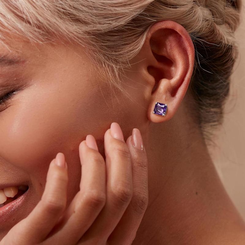 MILACOLATO Cubic Zirconia Stud Earrings Hypoallergenic 925 Sterling Silver Post Earrings Big Brilliant Stud Earrings for Women Men