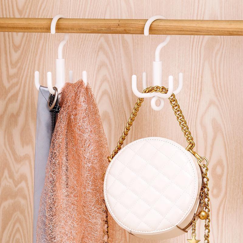 Rotating Hook Space-Saving Multi-Functional Closet Organizer, No Drilling Required, Perfect for Belts, Ties, Bras, Scarves, Storage Helper