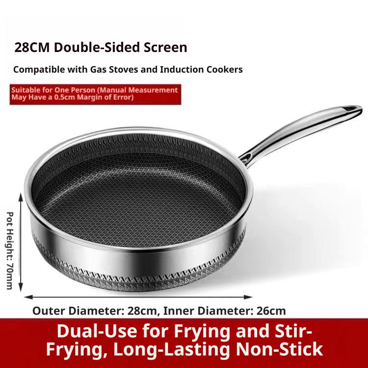 Full Honeycomb Mesh Stainless Steel Non-Stick Frying Pan Multi-Use Integrated Skillet Nonstick Coating Pan Durable Induction Cookware Wholesale Direct Factory Supply For Home Kitchen Cooking Steak Egg Pancake