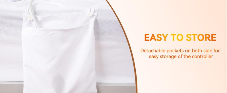 CK Heated Mattress Pad Dual Controller Electric Mattress Pad 10 Heat Settings, Side Storage Pouch, Fit Up to 18" Deep, Machine Washable Quilted