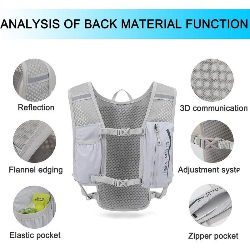 Running Hydration Vest Backpack, Lightweight Insulated Pack Bag, Sports Backpack, Daypack for Jogging Hiking Trail Running Training Cycling Race Marathon, Jogging Equipment,Large Capacity Comfortable Fit Running Backpack for Outdoor