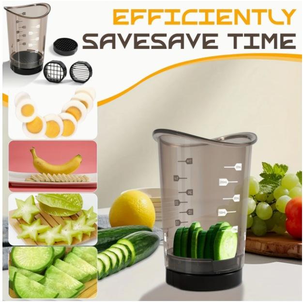 Vegetable Chopper Cup, 3-in-1 Slicer Dicer, Easy Prep Tool Perfect for Salad, Meal Prep, Camping & Home Cooking