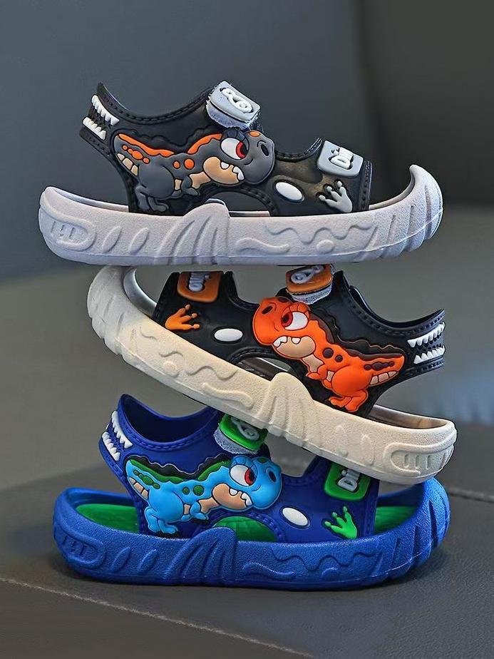Boys' Summer New Soft Sole Velcro Sandals, Kids Outdoor Sports Casual Shoes, Minimalist Style PVC Beach Slippers