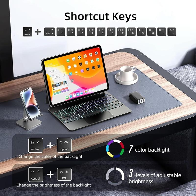 Magic Keyboard for iPad Pro 11&Air 11 Inch (M2,2024/M3,2025) and 10.9" iPad Air 5th&4th Generation, Magnetic Keyboard Case with Multi-Touch Trackpad for iPad Pro 11”1st/2nd/3rd/4th Gen,Backlit