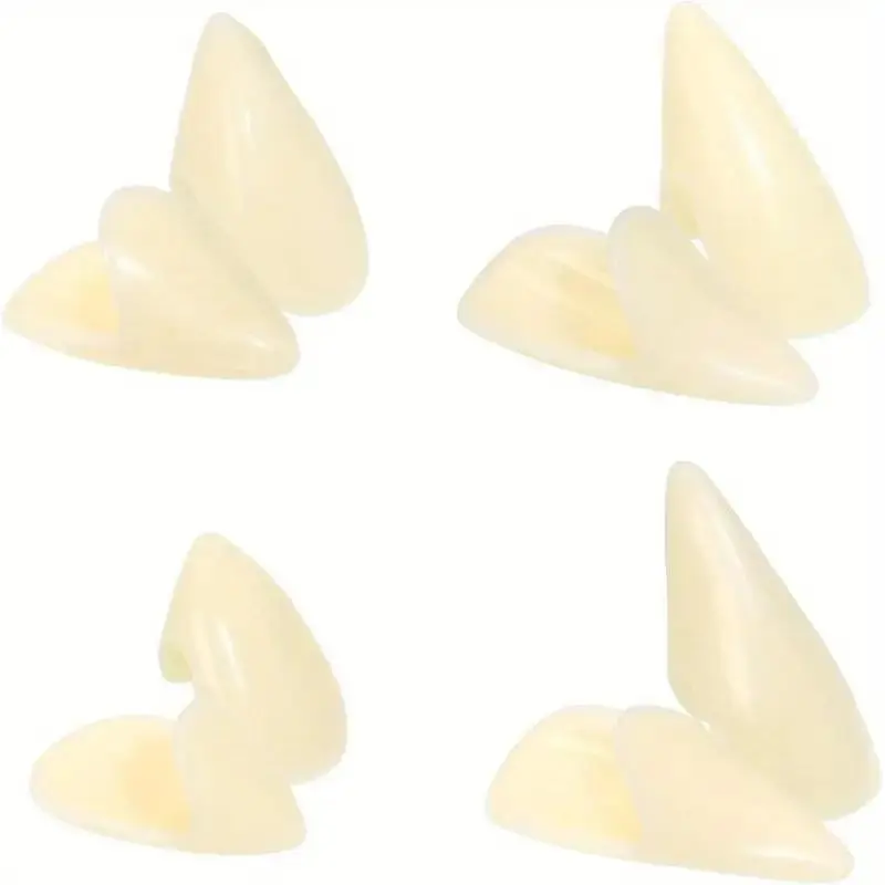 Realistic Gothic Vampire Fangs, 4 Pairs (small to Large), Lightweight Halloween Party Costume Teeth, Compatible with Adhesives, Perfect for Beginners and Pros