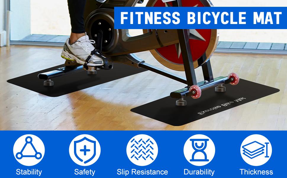 2PCS Non-Slip Mat For Peloton Bike, Concept 2 Rowing Machine, Bike Trainer, Stationary Spin Bike-Protects Hardwood Floor Carpet for Home Gym