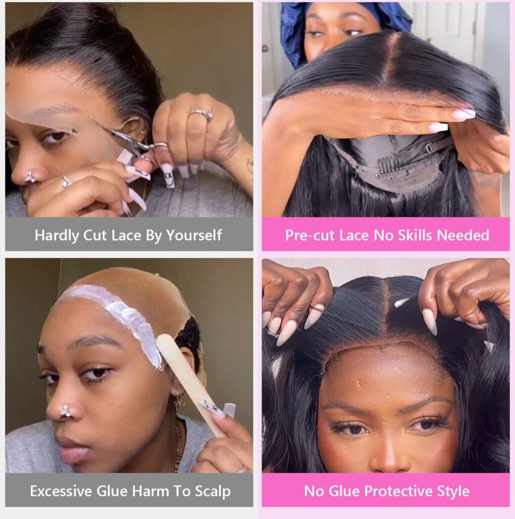 Bling Hair  180 Density 12-34 Inch 6x4 Glueless Wigs Ready To Wear Preplucked Straight 5x5 Lace Closure Wig Human Hair For Black Women